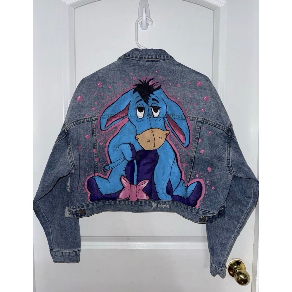 Hand‎ Painted Eeyore Jean Jacket Size Medium